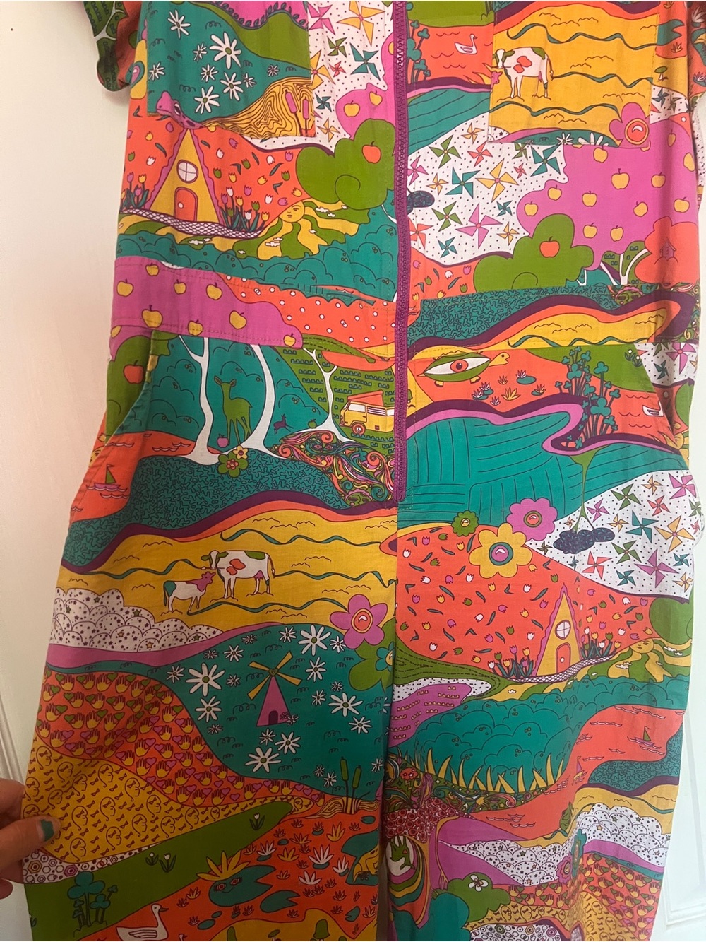Blue Platypus psychedelic Printed Short-Sleeve Jumpsuit - Multicolor - Picture 3 of 4